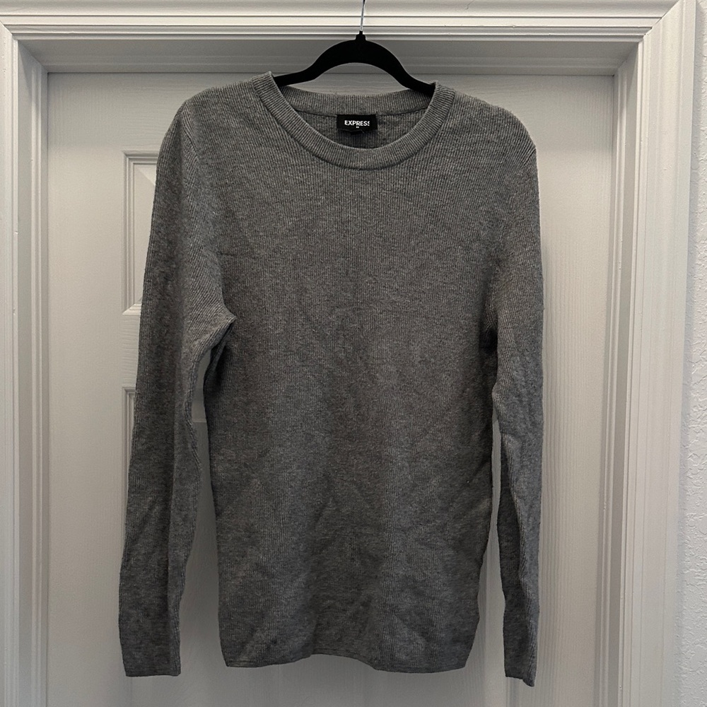 Express Men's Charcoal Crewneck Sweater
